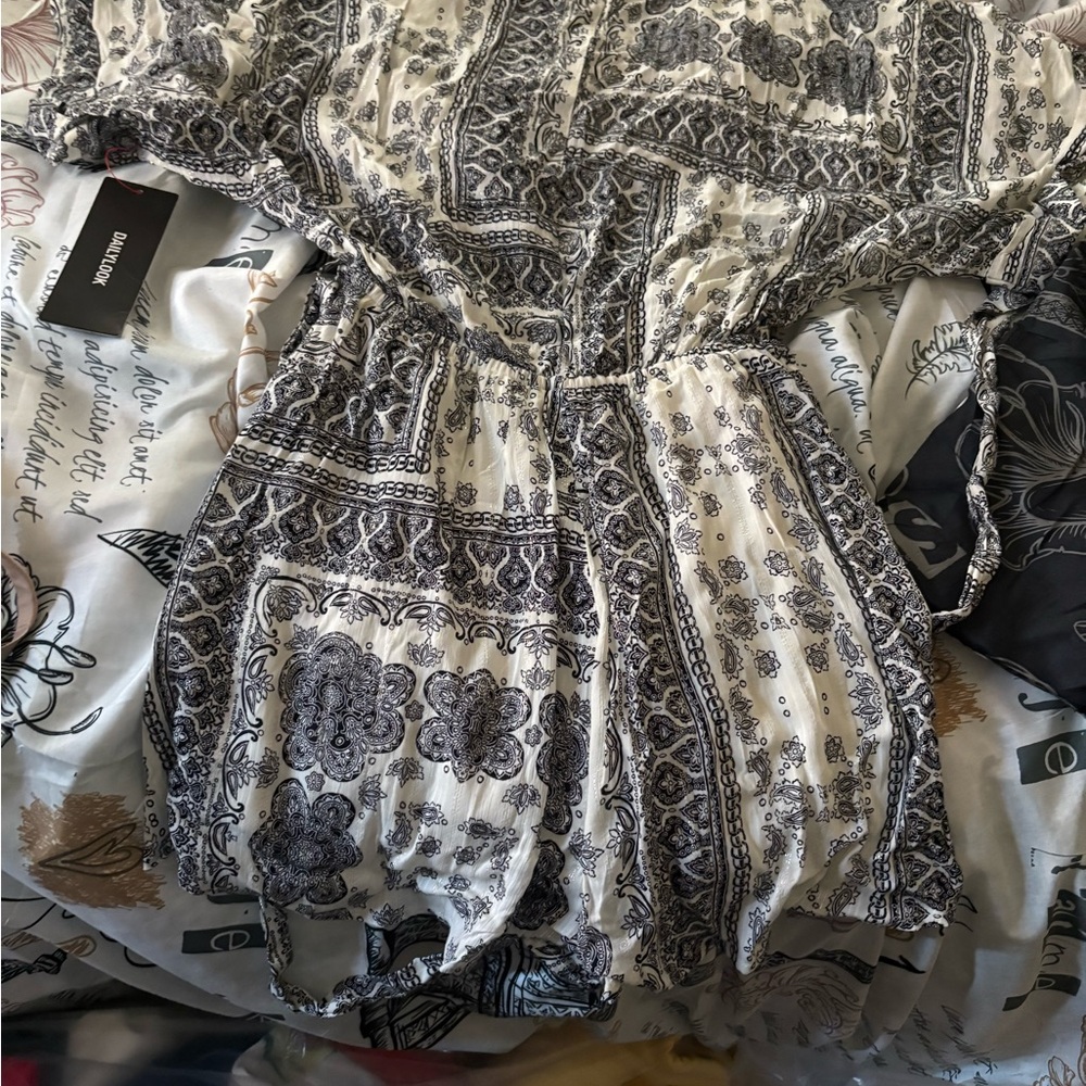 Black and White Patterned Romper